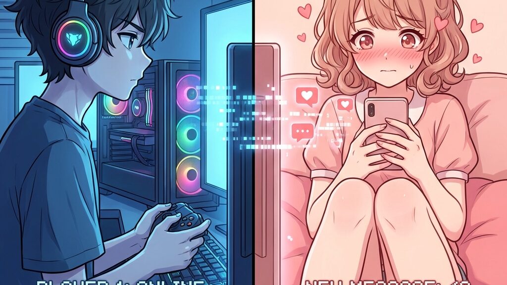 茜と山田のゲーム＆リアル対比